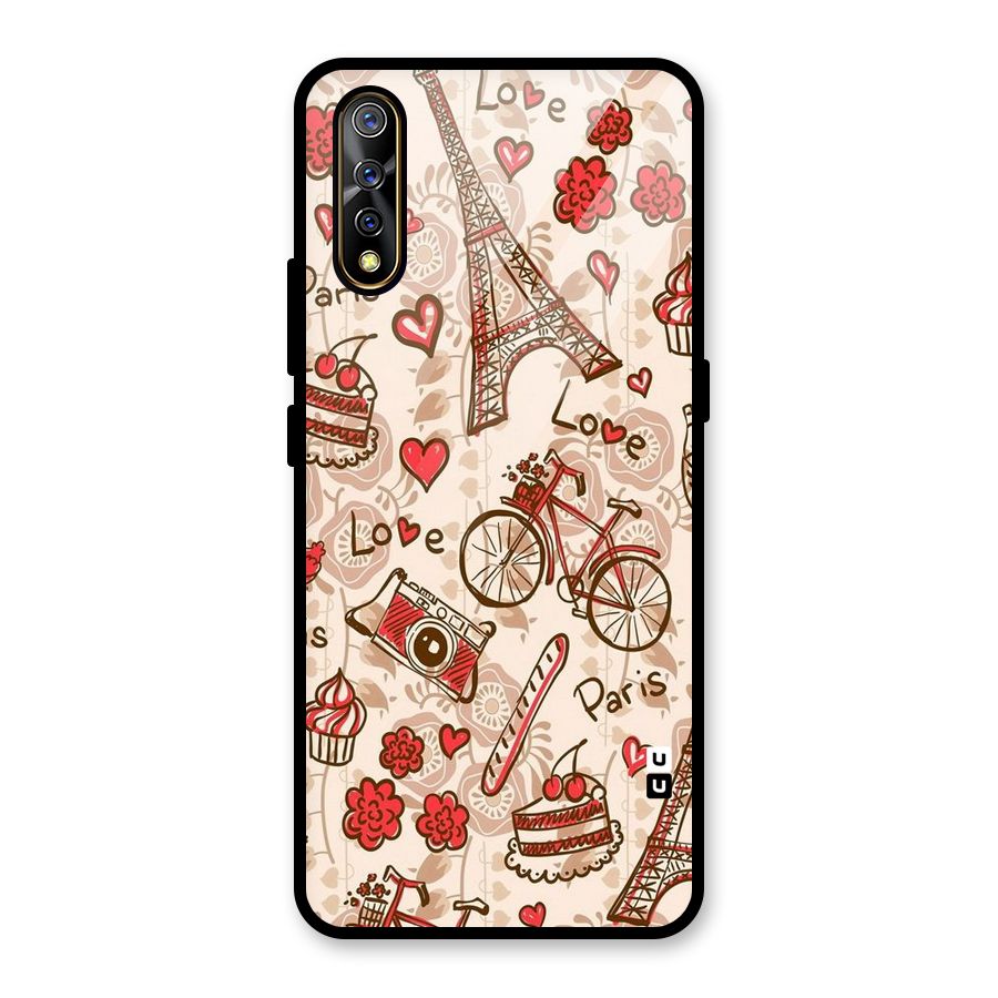 Red Peach City Glass Back Case for Vivo S1