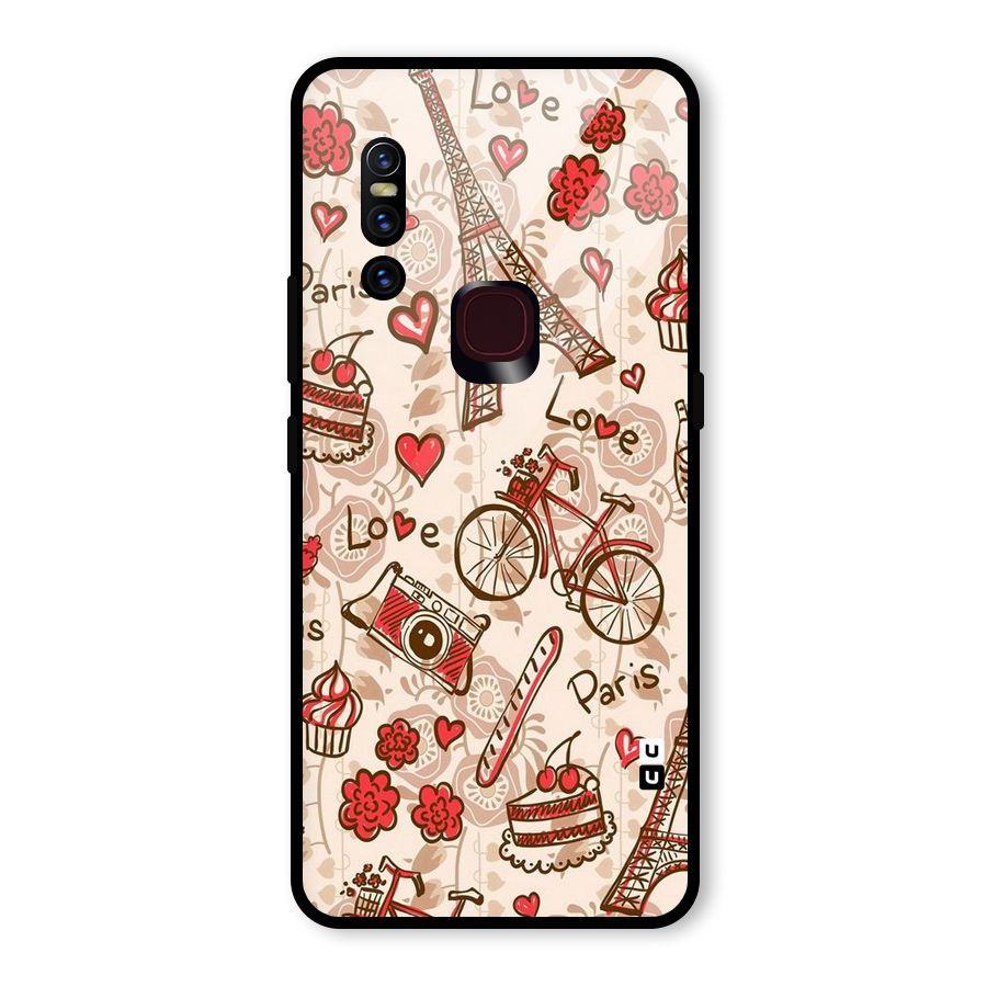 Red Peach City Glass Back Case for Vivo V15