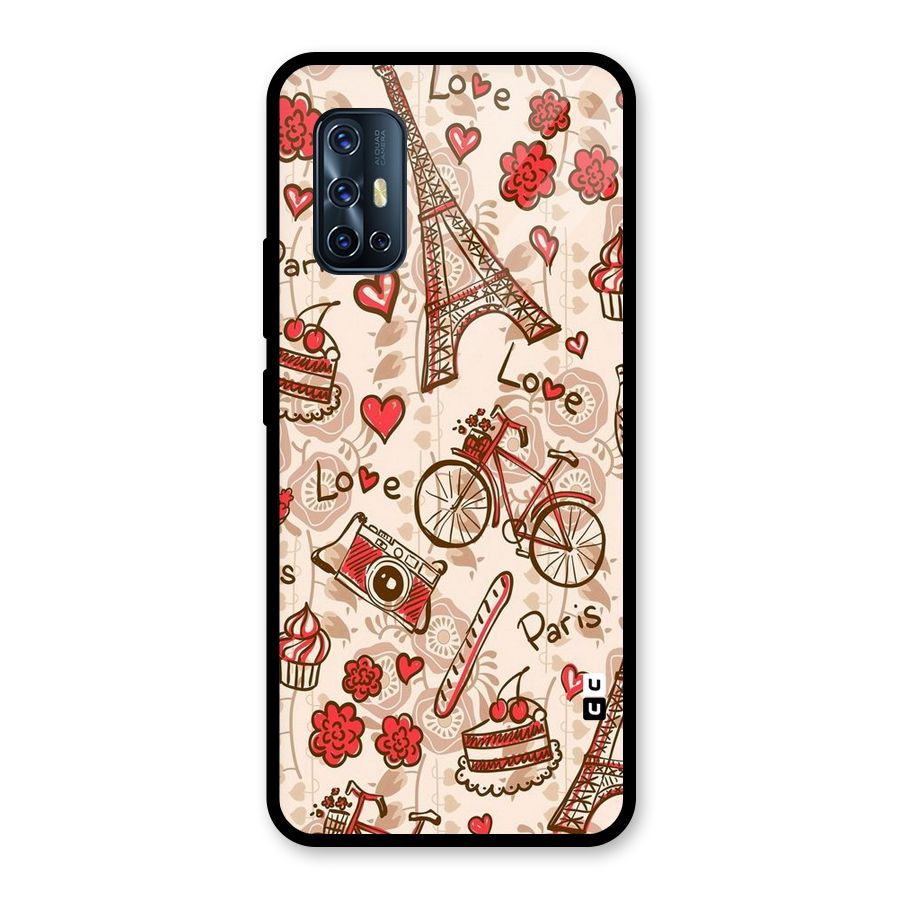 Red Peach City Glass Back Case for Vivo V17