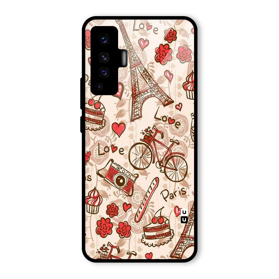Red Peach City Glass Back Case for Vivo X50