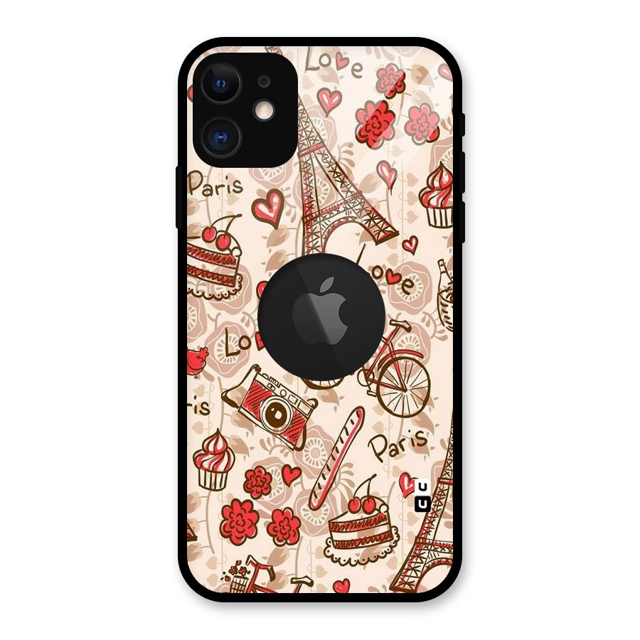 Red Peach City Glass Back Case for iPhone 11 Logo Cut