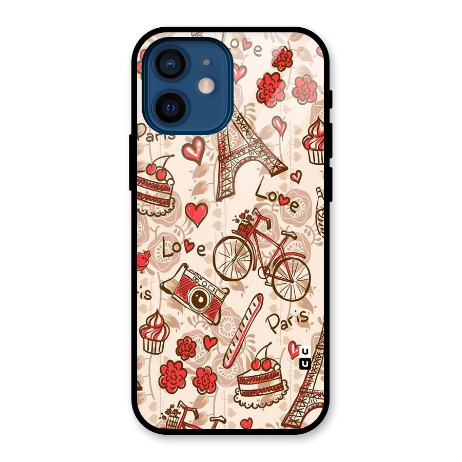 Red Peach City Glass Back Case for iPhone 12 Mini