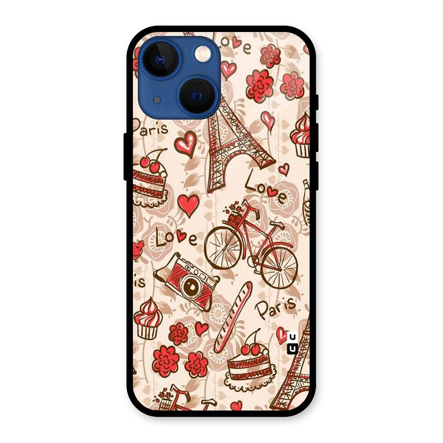 Red Peach City Glass Back Case for iPhone 13 Mini