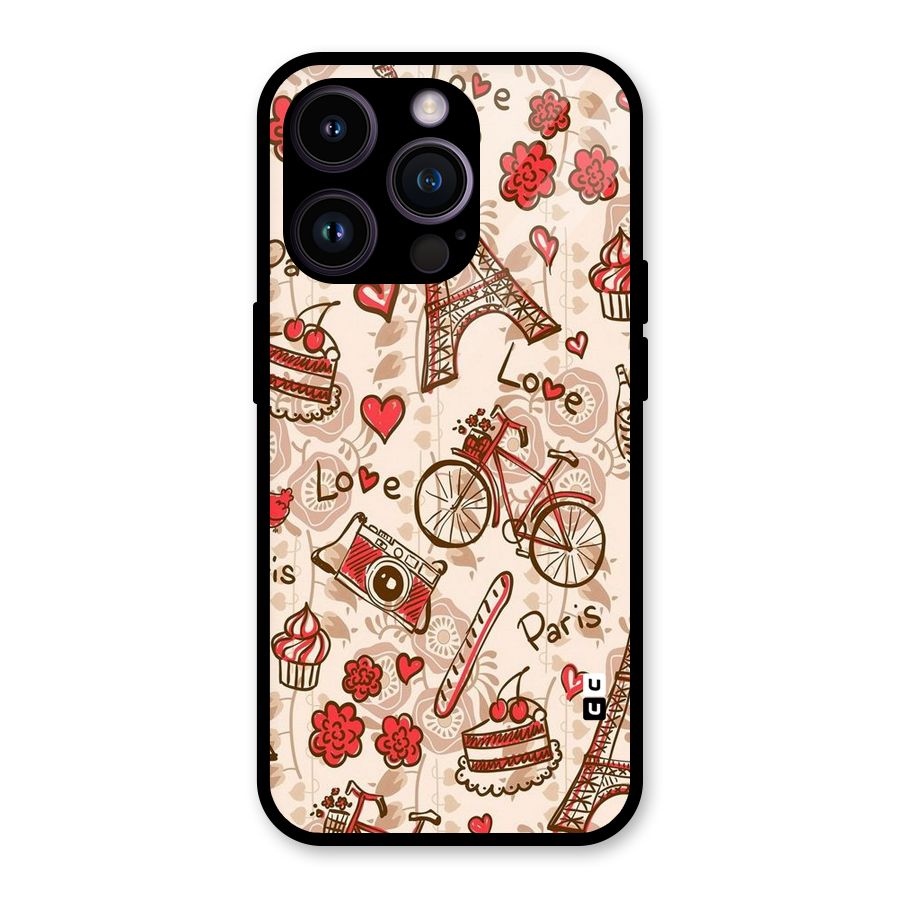 Red Peach City Glass Back Case for iPhone 14 Pro
