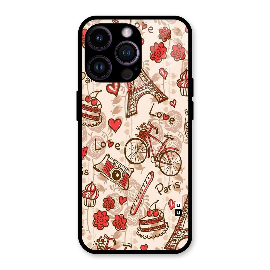 Red Peach City Glass Back Case for iPhone 14 Pro Max