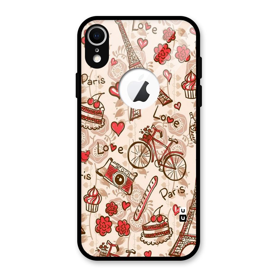 Red Peach City Glass Back Case for iPhone XR Logo Cut