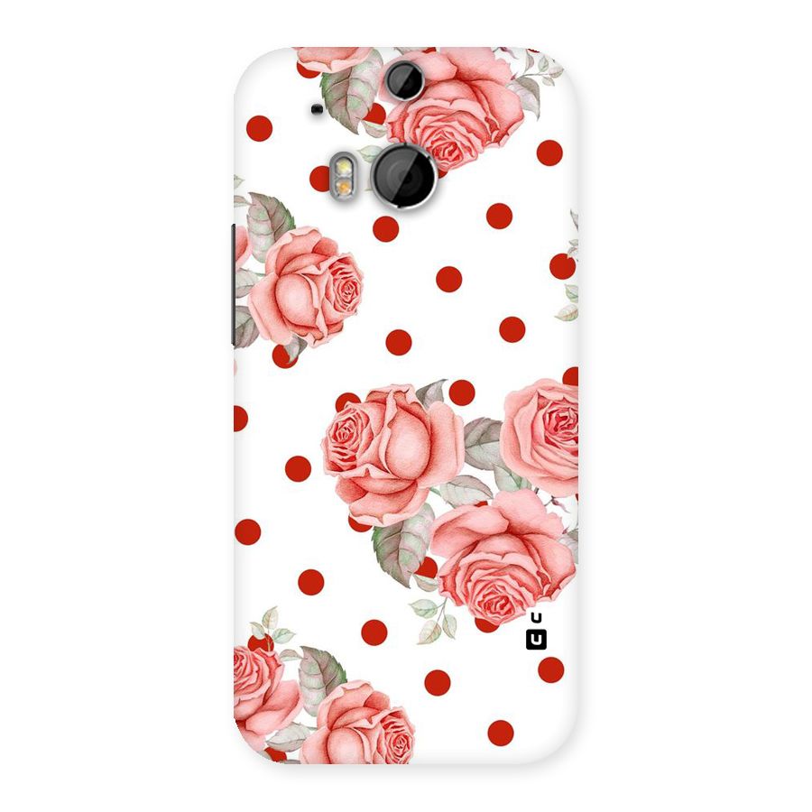 Red Peach Shade Flowers Back Case for HTC One M8