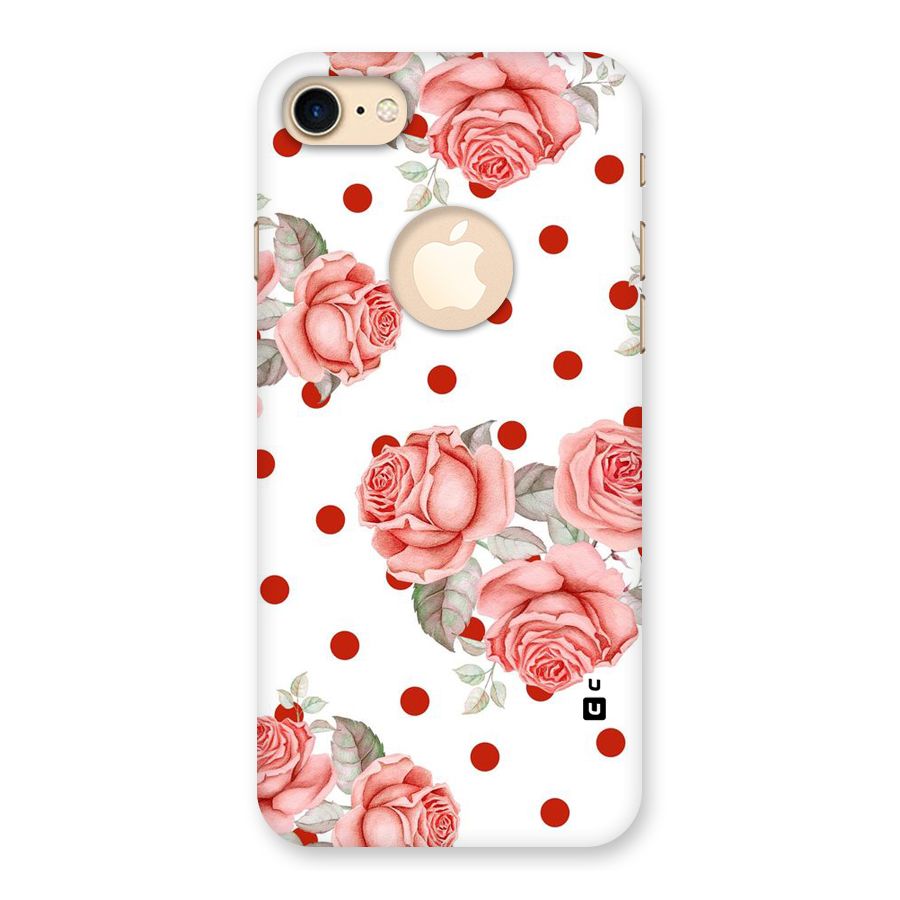 Red Peach Shade Flowers Back Case for iPhone 8 Logo Cut