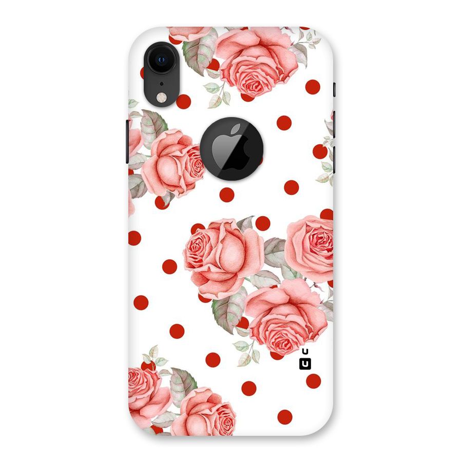 Red Peach Shade Flowers Back Case for iPhone XR Logo Cut