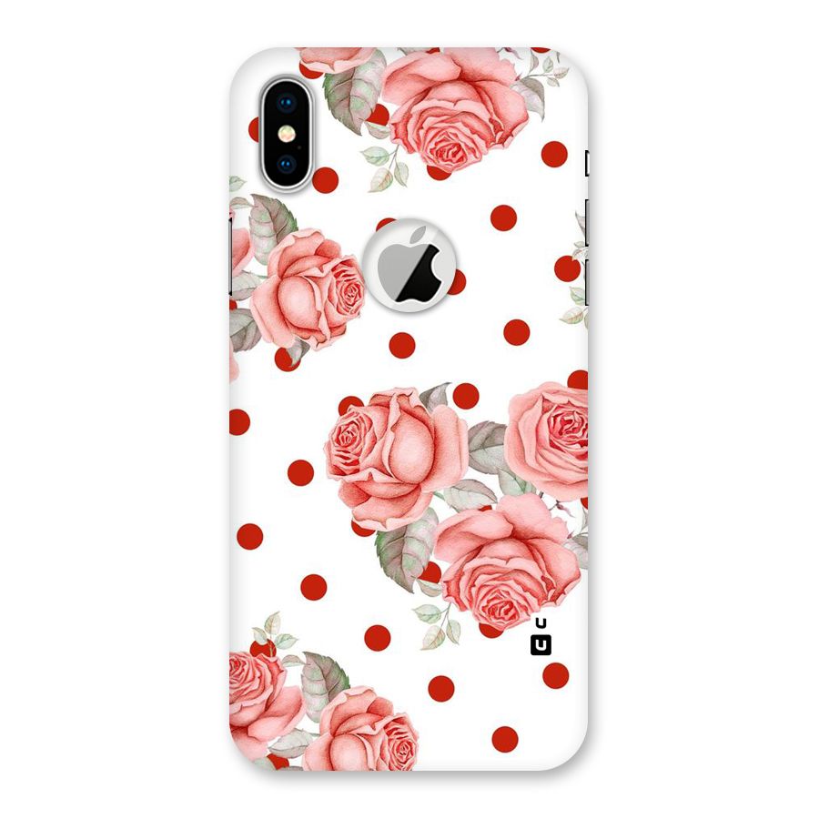 Red Peach Shade Flowers Back Case for iPhone XS Logo Cut