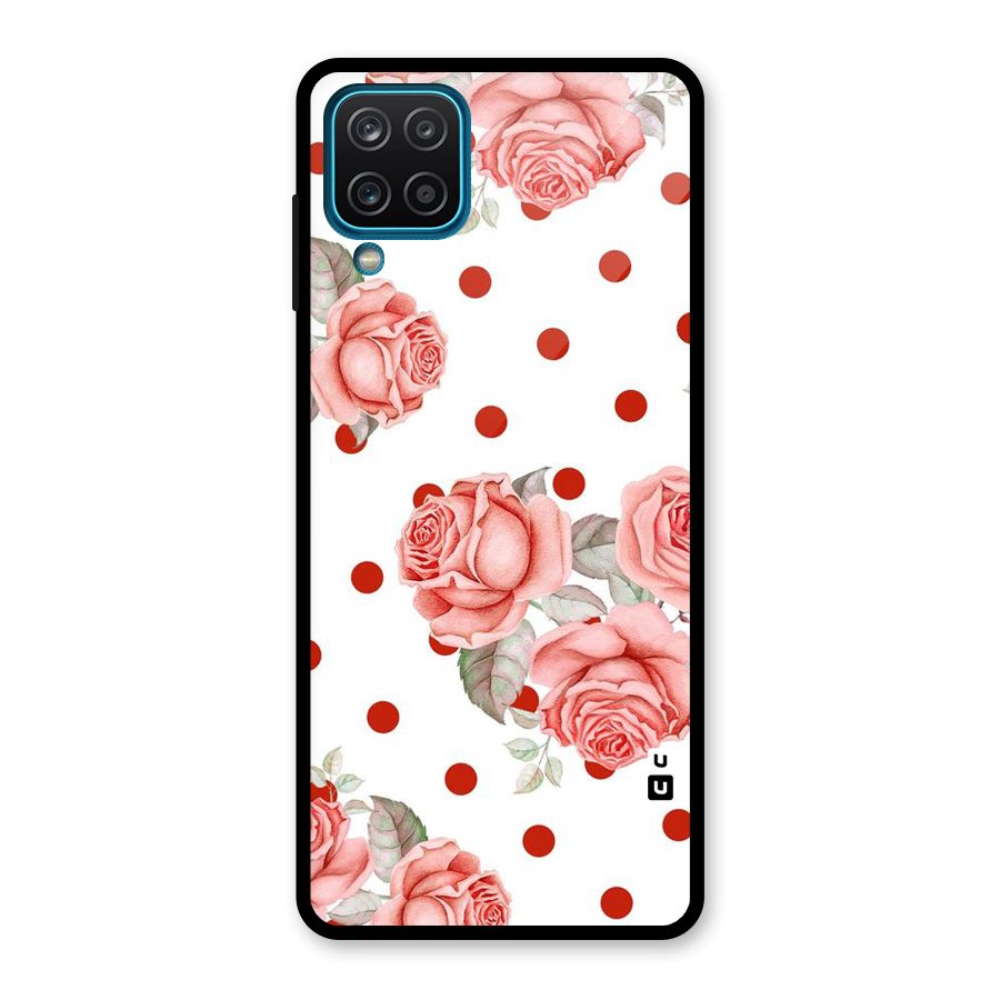 Red Peach Shade Flowers Glass Back Case for Galaxy A12