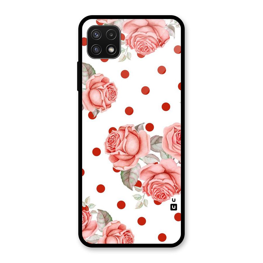 Red Peach Shade Flowers Glass Back Case for Galaxy A22 5G
