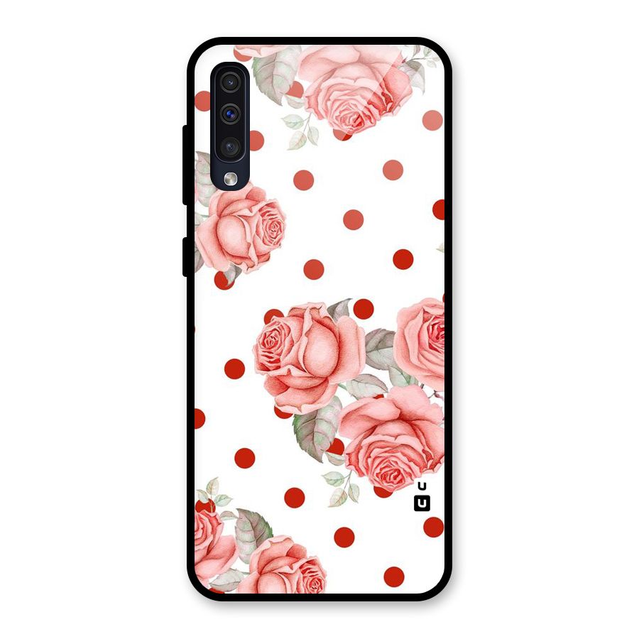 Red Peach Shade Flowers Glass Back Case for Galaxy A50