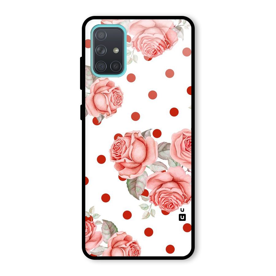 Red Peach Shade Flowers Glass Back Case for Galaxy A71