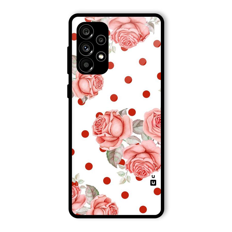 Red Peach Shade Flowers Glass Back Case for Galaxy A73 5G