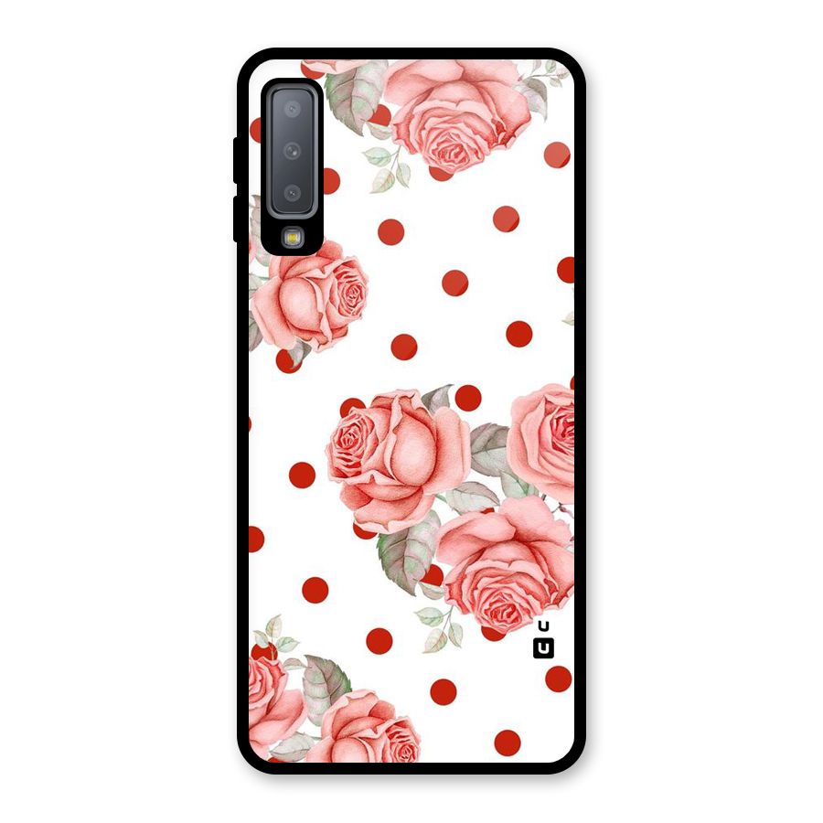 Red Peach Shade Flowers Glass Back Case for Galaxy A7 (2018)