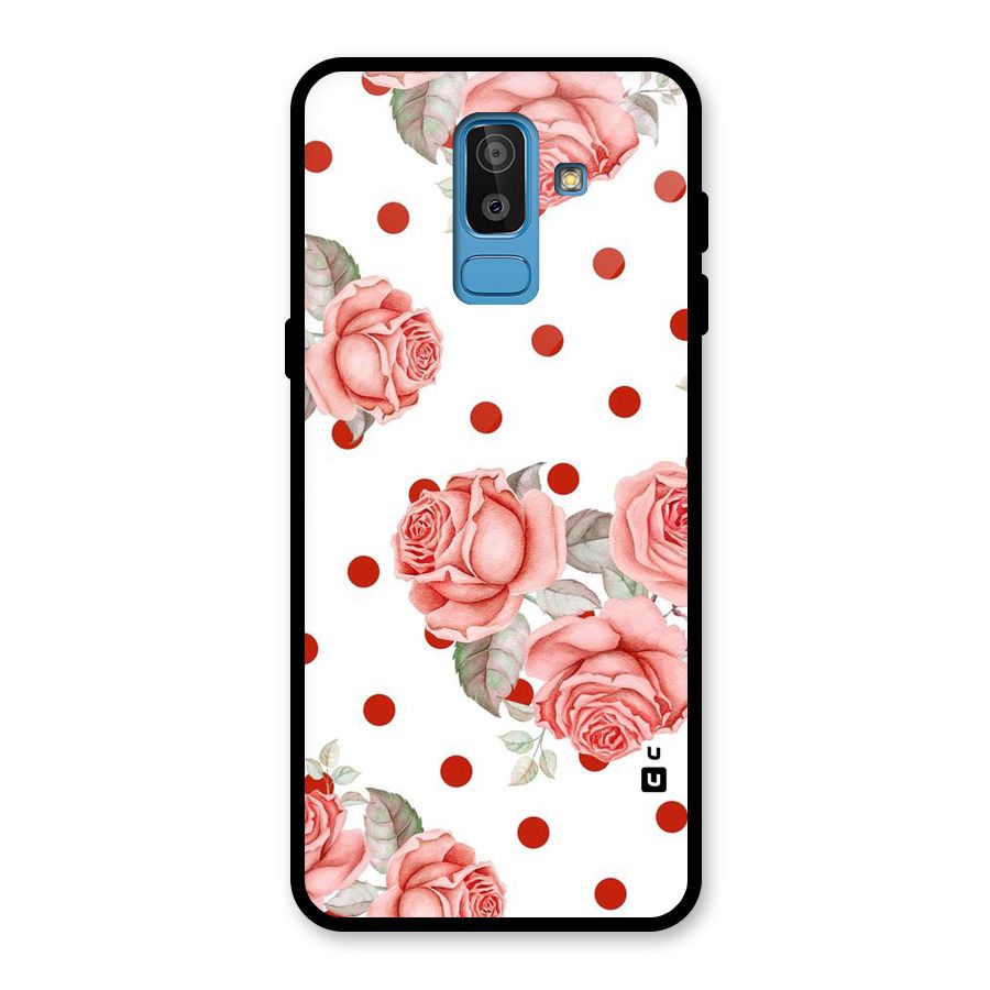 Red Peach Shade Flowers Glass Back Case for Galaxy J8