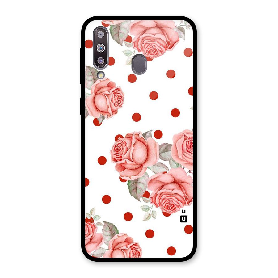 Red Peach Shade Flowers Glass Back Case for Galaxy M30