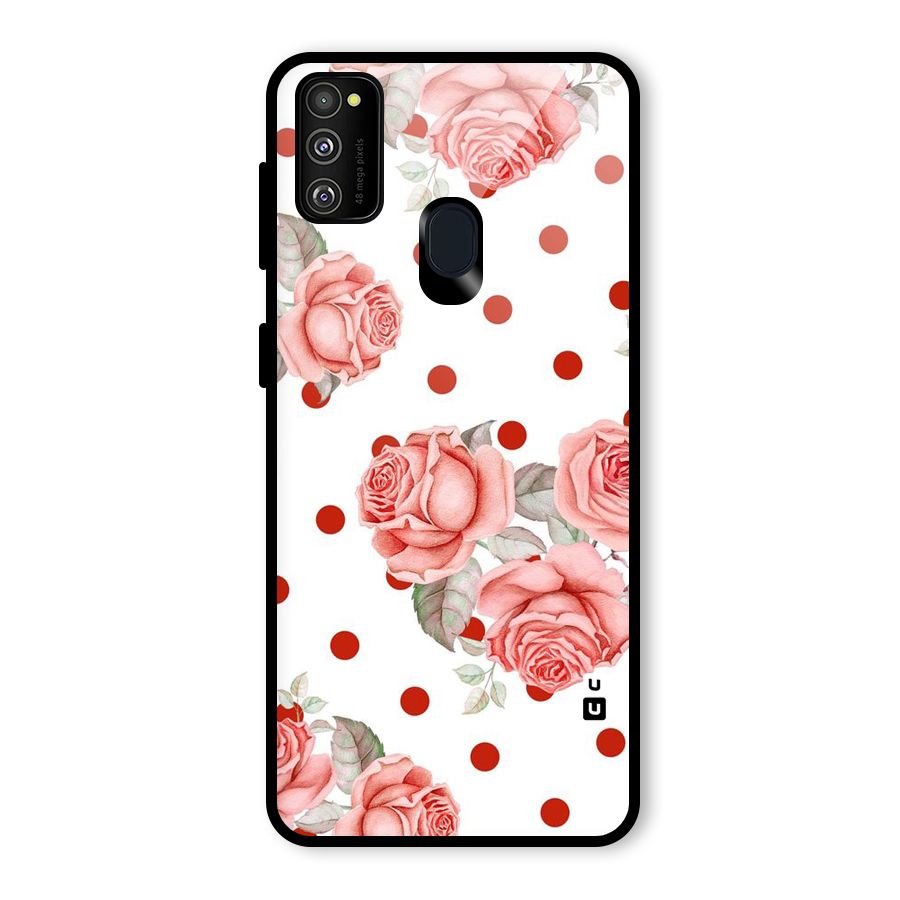 Red Peach Shade Flowers Glass Back Case for Galaxy M30s
