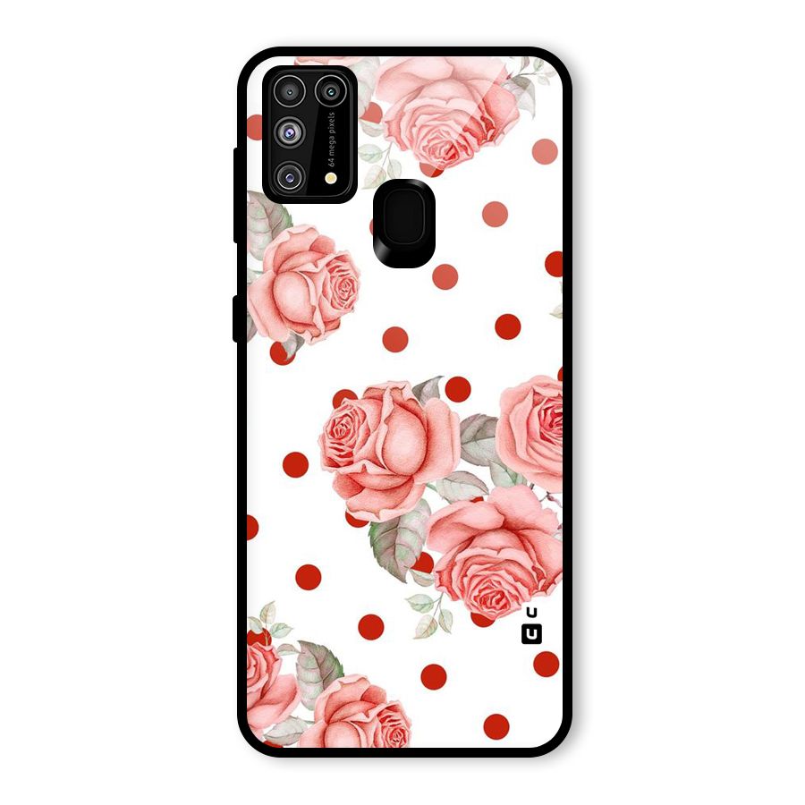 Red Peach Shade Flowers Glass Back Case for Galaxy M31