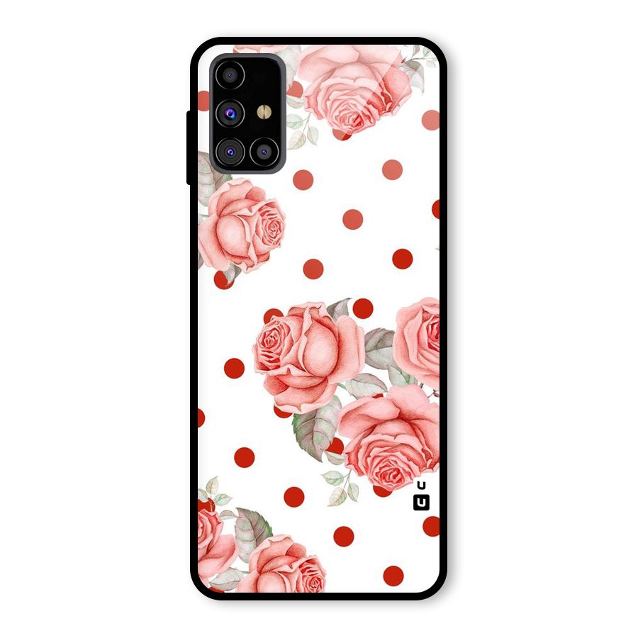 Red Peach Shade Flowers Glass Back Case for Galaxy M31s