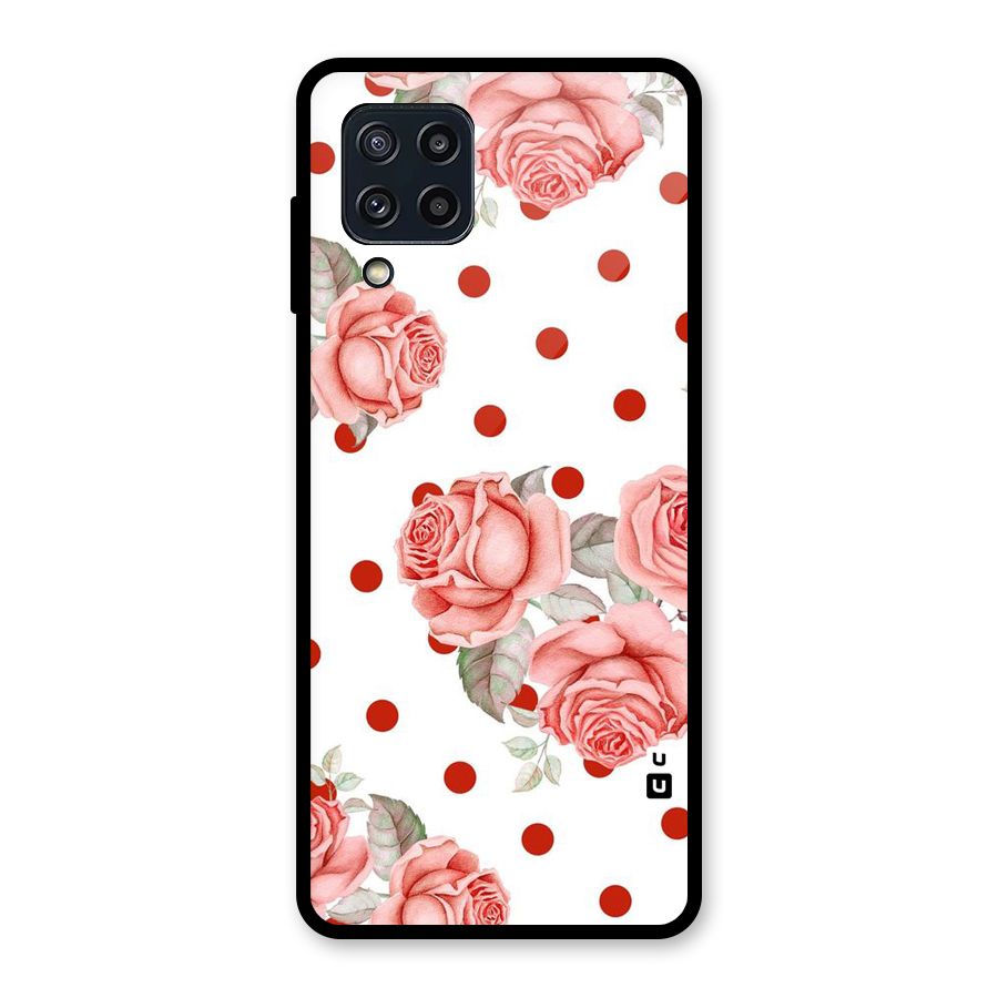 Red Peach Shade Flowers Glass Back Case for Galaxy M32