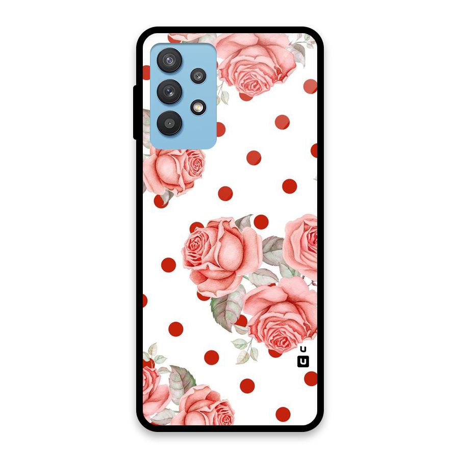 Red Peach Shade Flowers Glass Back Case for Galaxy M32 5G