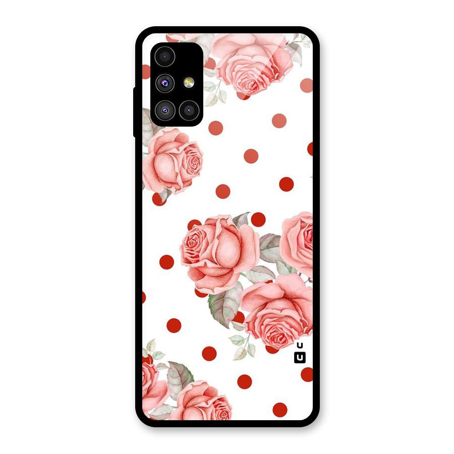 Red Peach Shade Flowers Glass Back Case for Galaxy M51