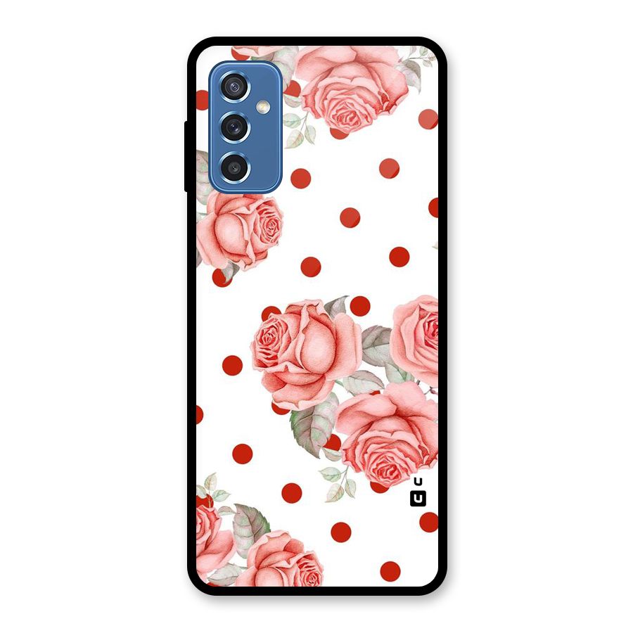 Red Peach Shade Flowers Glass Back Case for Galaxy M52 5G