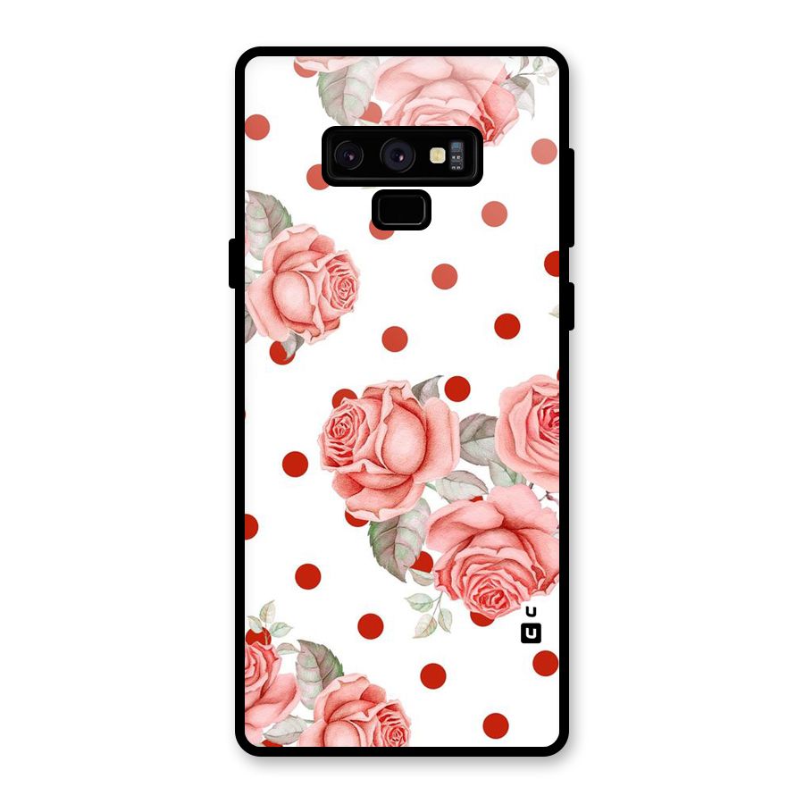 Red Peach Shade Flowers Glass Back Case for Galaxy Note 9
