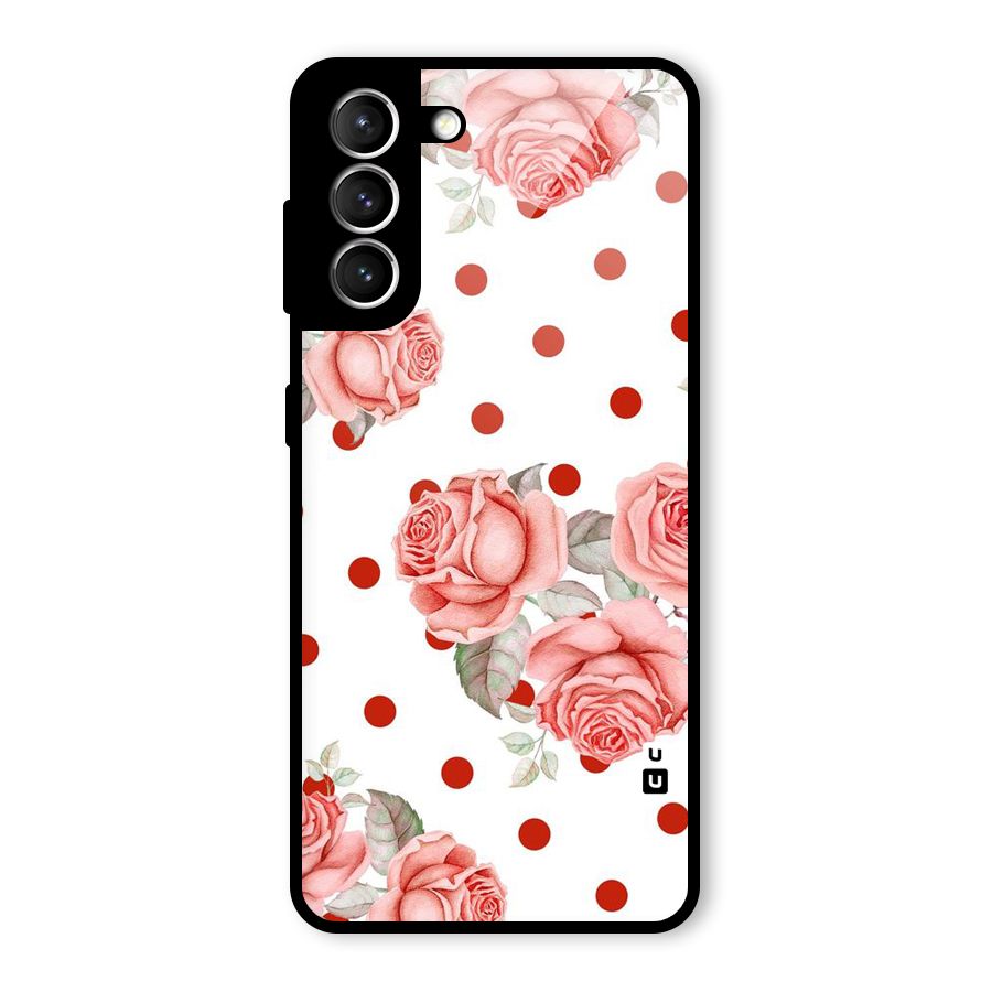 Red Peach Shade Flowers Glass Back Case for Galaxy S21 5G