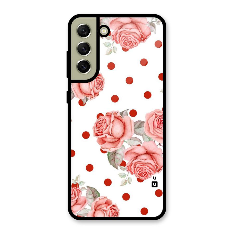 Red Peach Shade Flowers Glass Back Case for Galaxy S21 FE 5G
