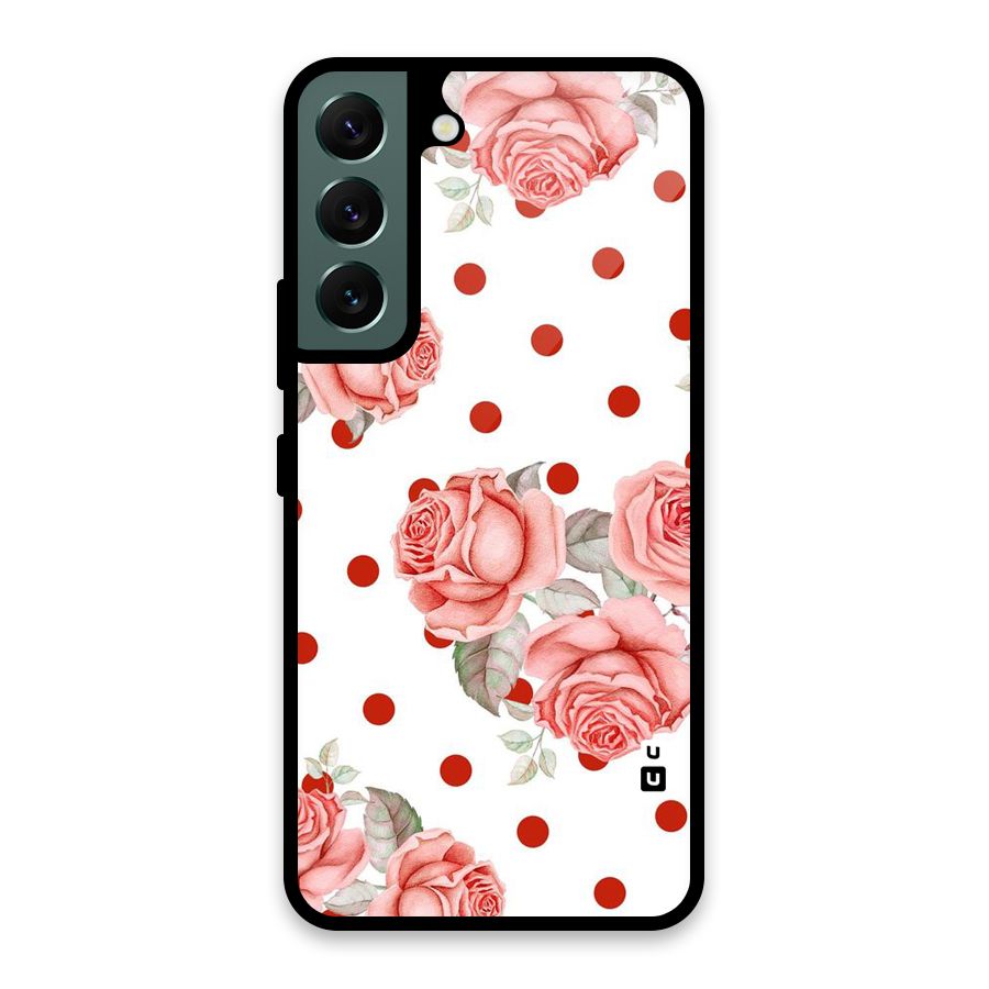 Red Peach Shade Flowers Glass Back Case for Galaxy S22 5G