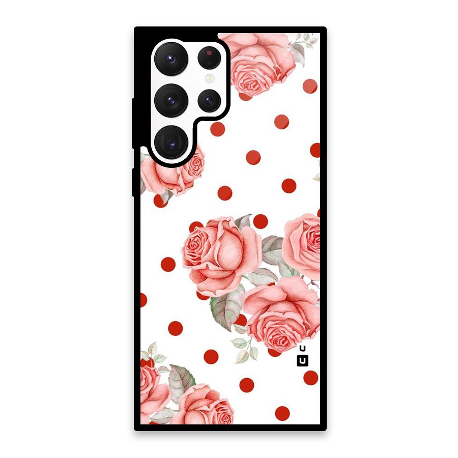 Red Peach Shade Flowers Glass Back Case for Galaxy S22 Ultra 5G