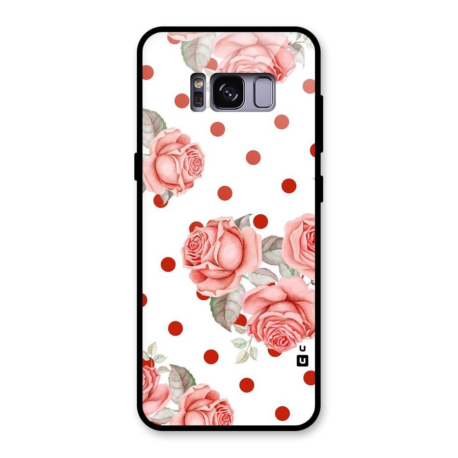 Red Peach Shade Flowers Glass Back Case for Galaxy S8