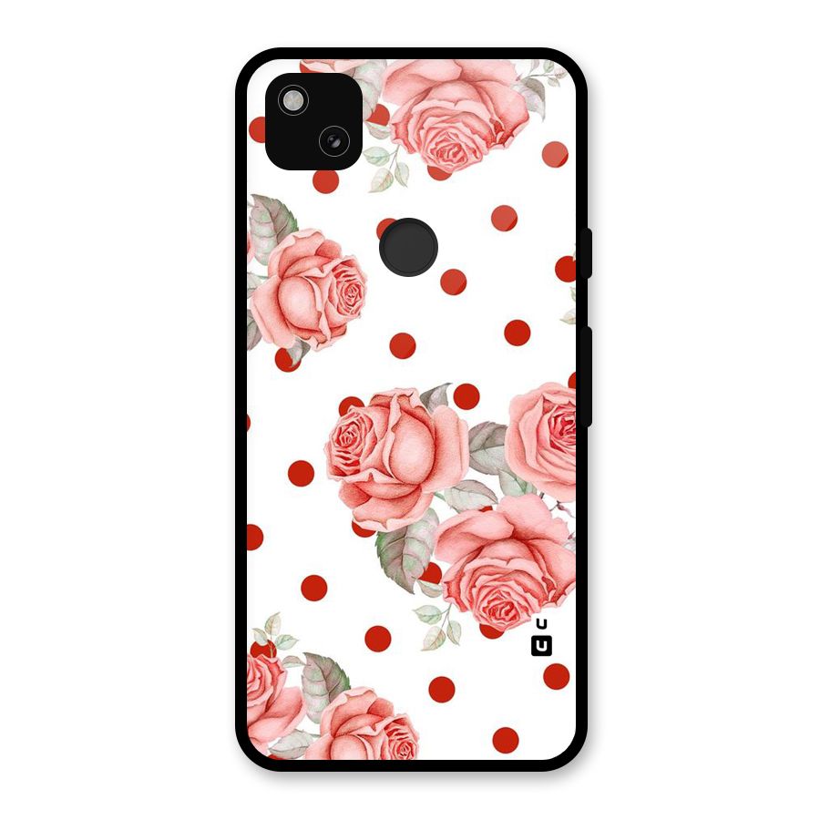 Red Peach Shade Flowers Glass Back Case for Google Pixel 4a