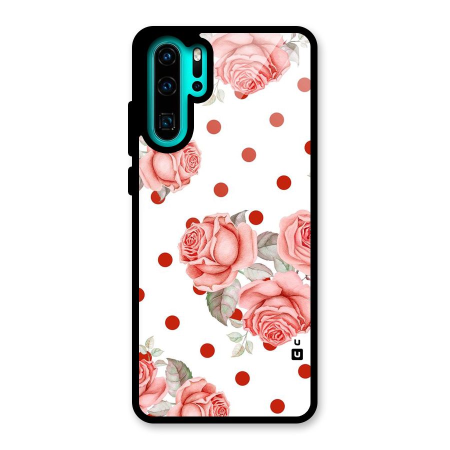 Red Peach Shade Flowers Glass Back Case for Huawei P30 Pro