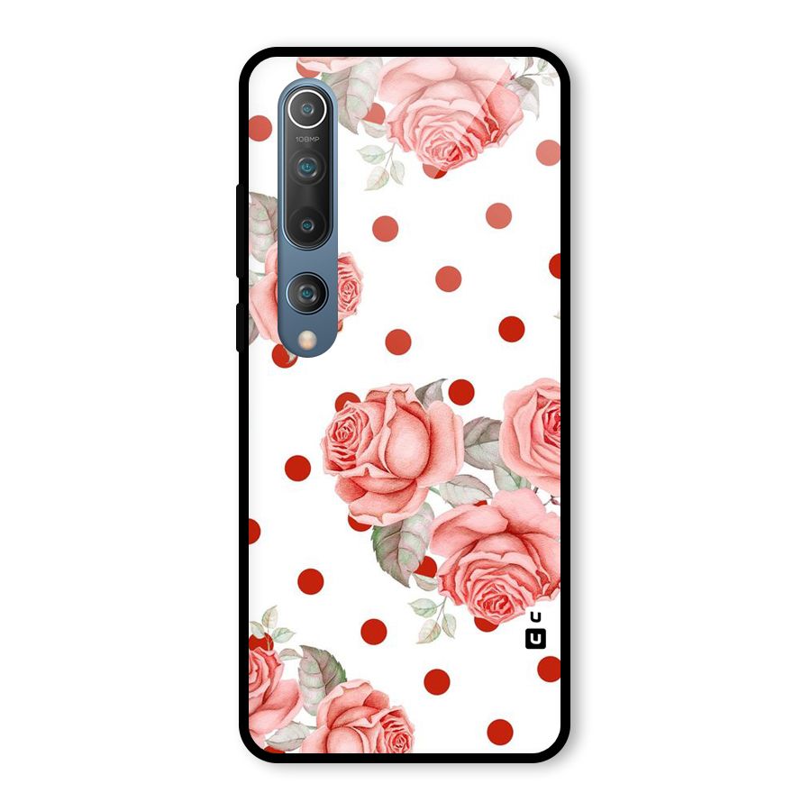 Red Peach Shade Flowers Glass Back Case for Mi 10