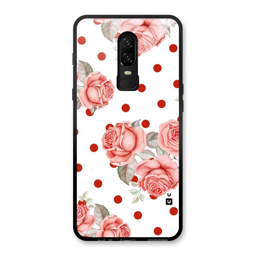 Red Peach Shade Flowers Glass Back Case for OnePlus 6