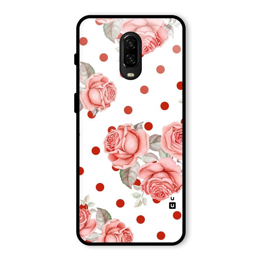 Red Peach Shade Flowers Glass Back Case for OnePlus 6T