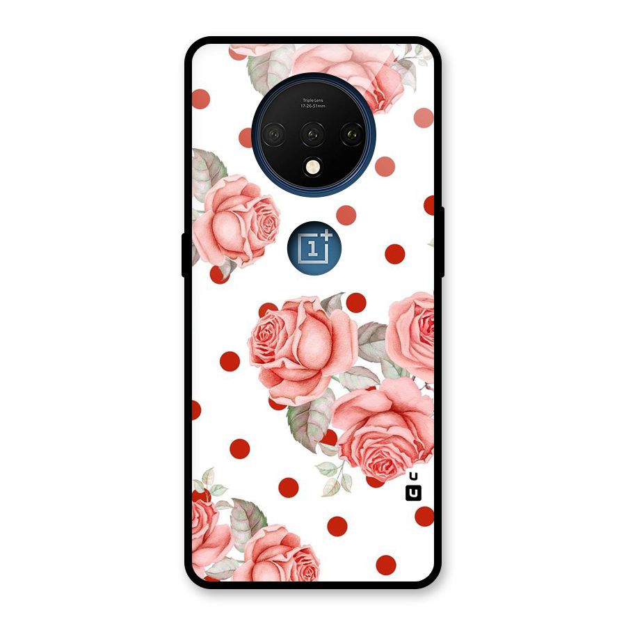 Red Peach Shade Flowers Glass Back Case for OnePlus 7T