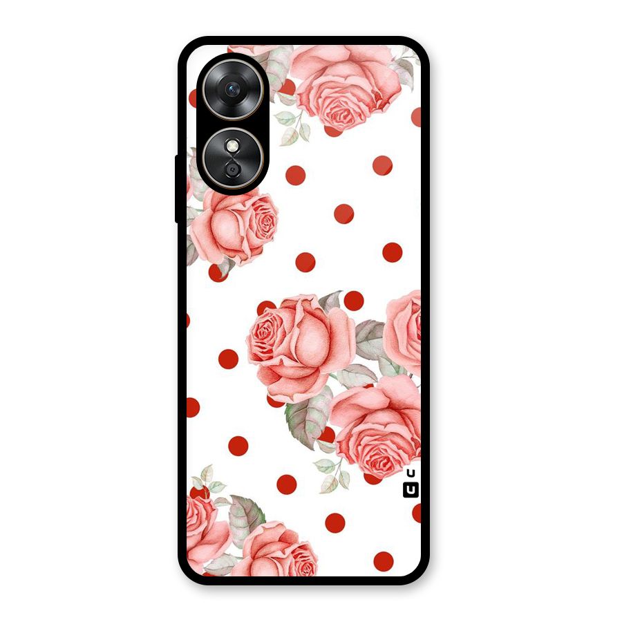 Red Peach Shade Flowers Glass Back Case for Oppo A17