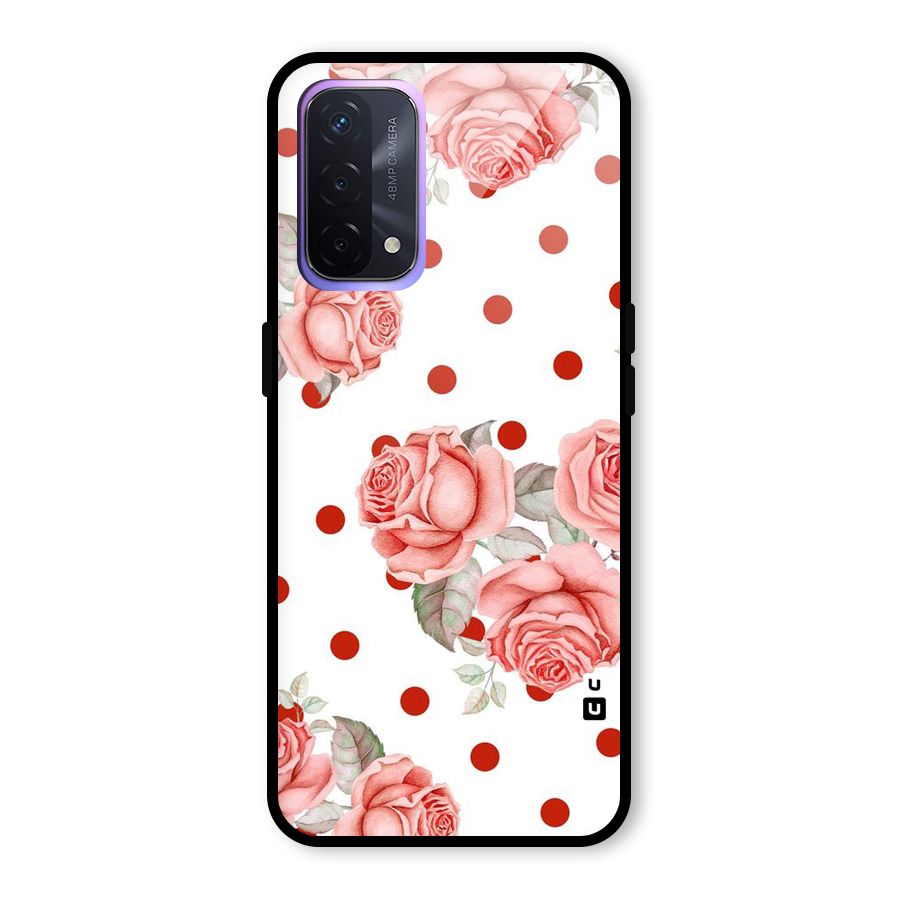 Red Peach Shade Flowers Glass Back Case for Oppo A74 5G