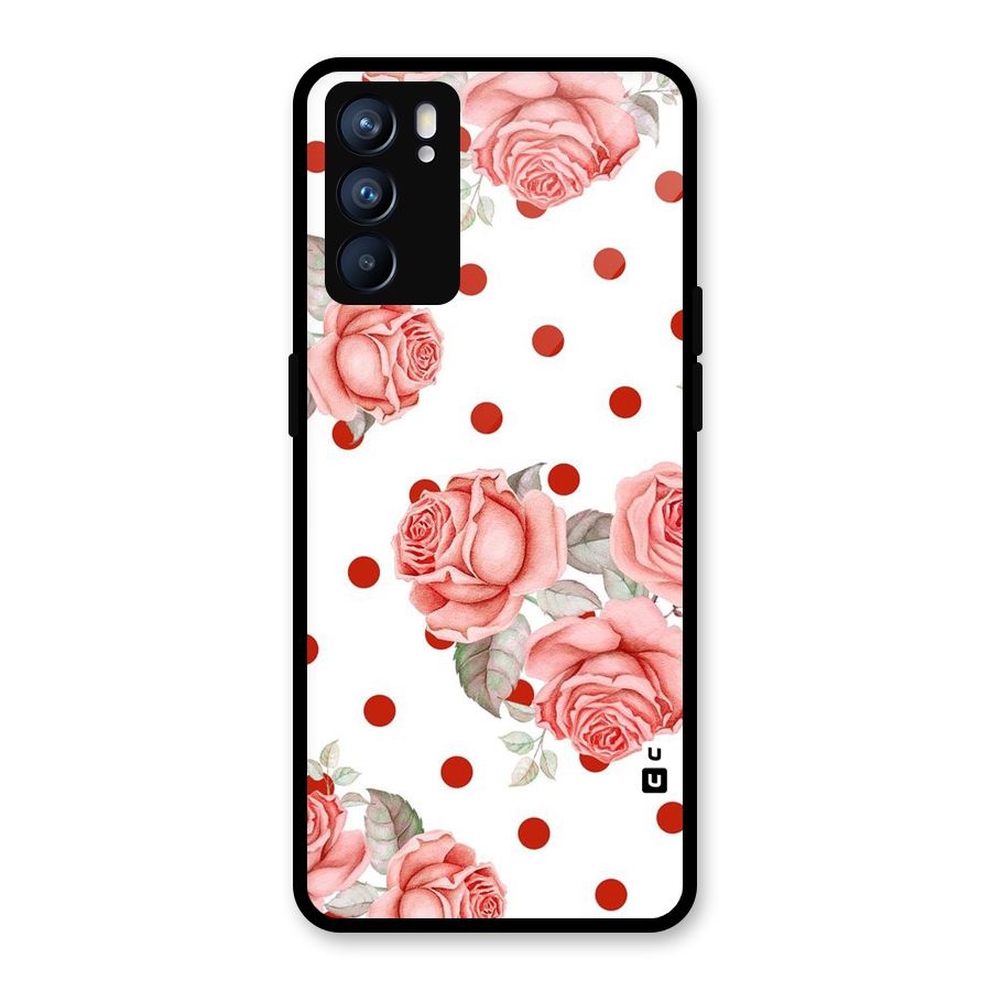 Red Peach Shade Flowers Glass Back Case for Oppo Reno6 5G