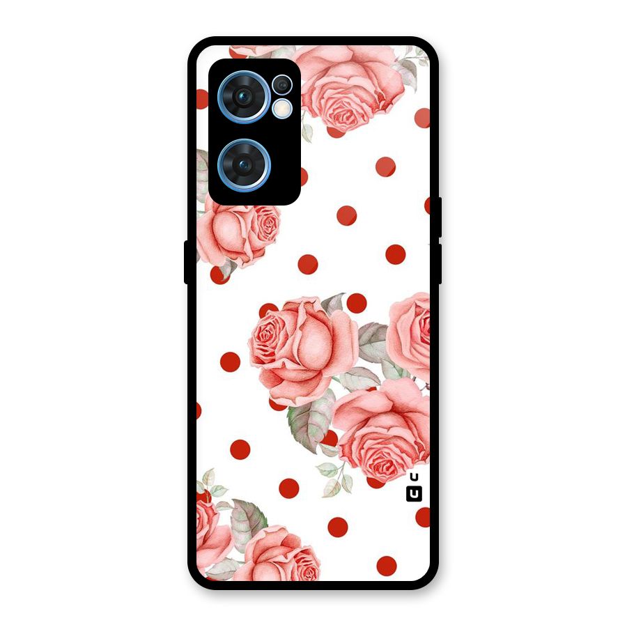 Red Peach Shade Flowers Glass Back Case for Oppo Reno7 5G