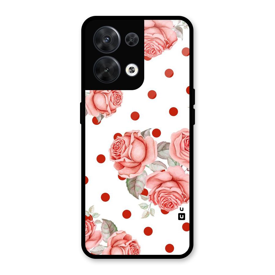 Red Peach Shade Flowers Glass Back Case for Oppo Reno8 5G