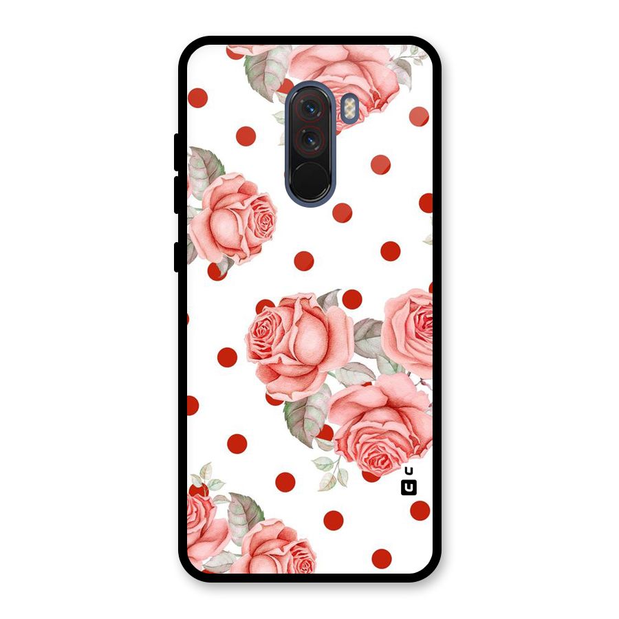 Red Peach Shade Flowers Glass Back Case for Poco F1