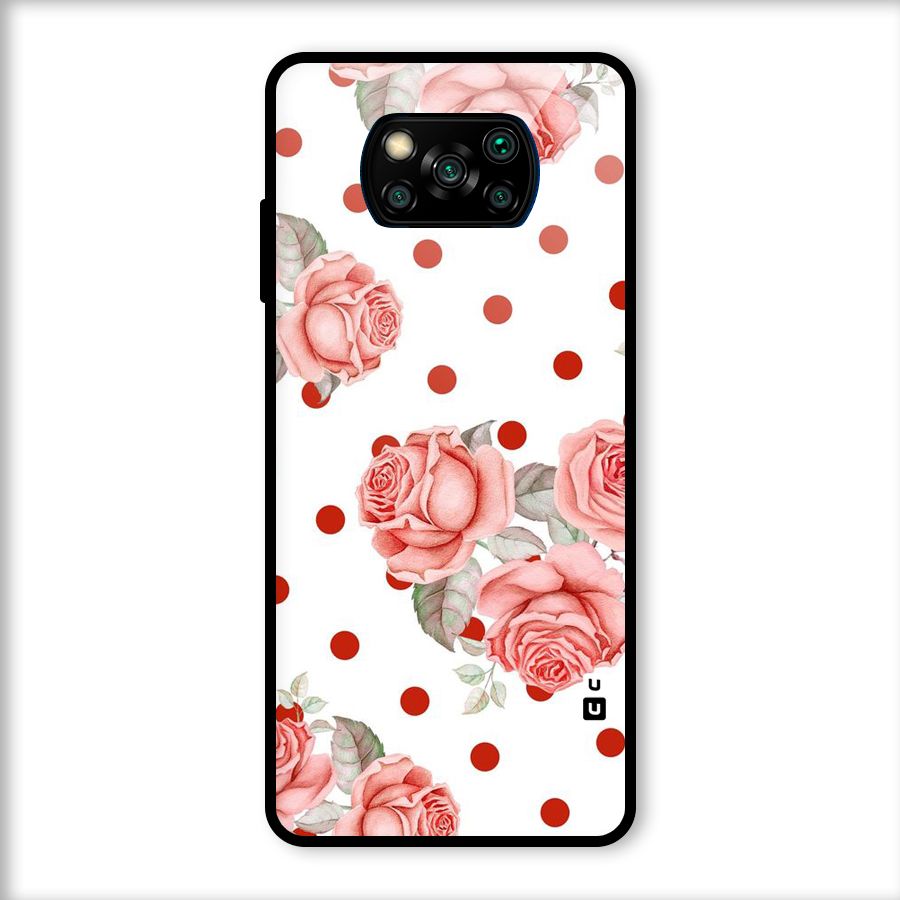 Red Peach Shade Flowers Glass Back Case for Poco X3