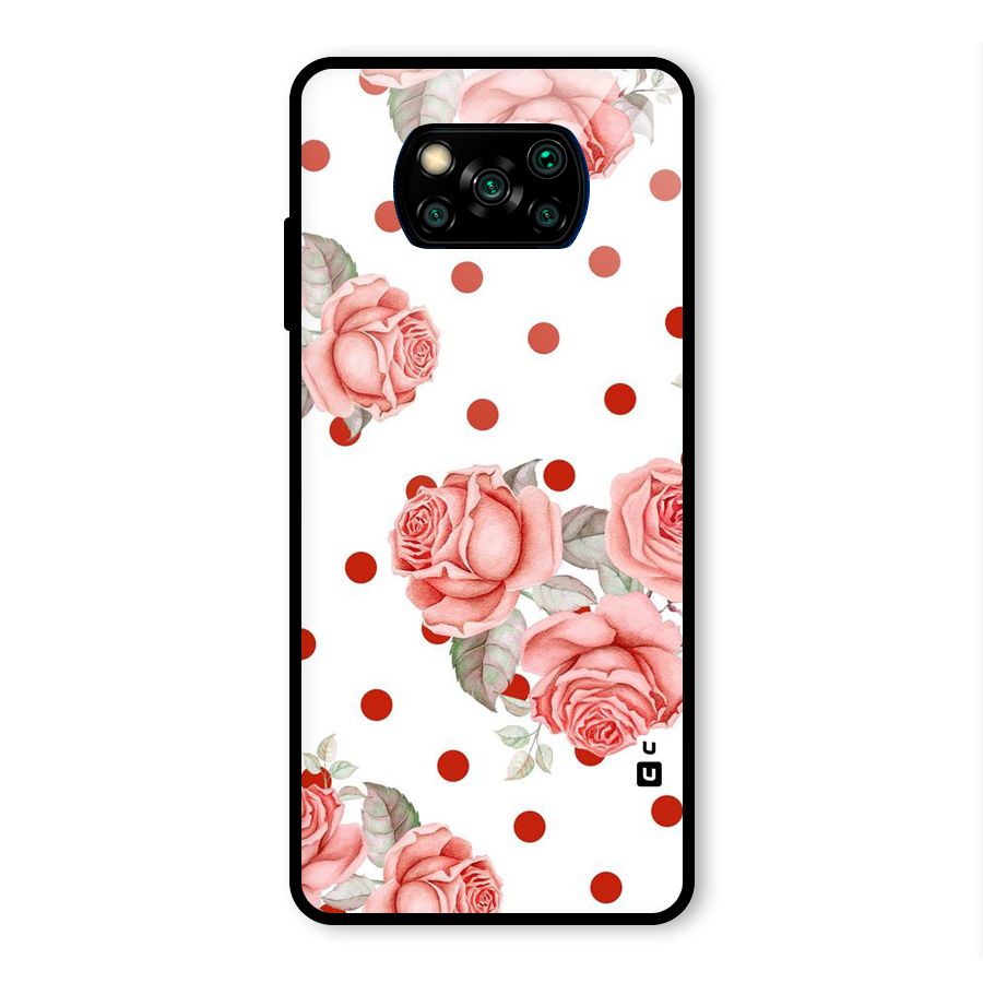 Red Peach Shade Flowers Glass Back Case for Poco X3 Pro