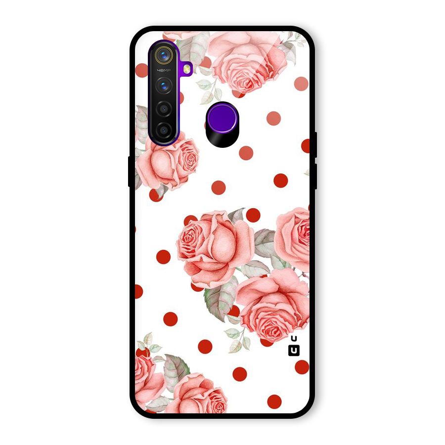 Red Peach Shade Flowers Glass Back Case for Realme 5 Pro
